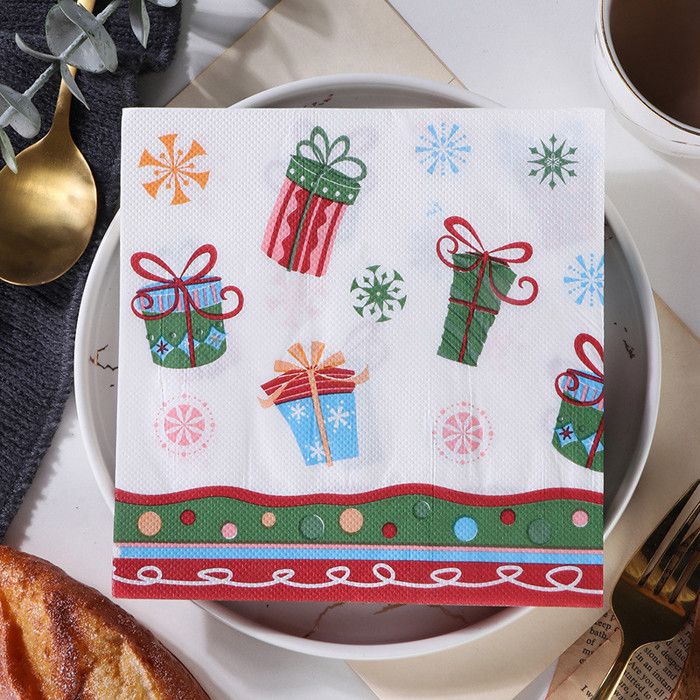 20 Serviettes En Ouate Papier 33x33 Cm Motif Merry Christmas - 3 Plis, Qualité Européenne Pour Tables De Fêtes - 13