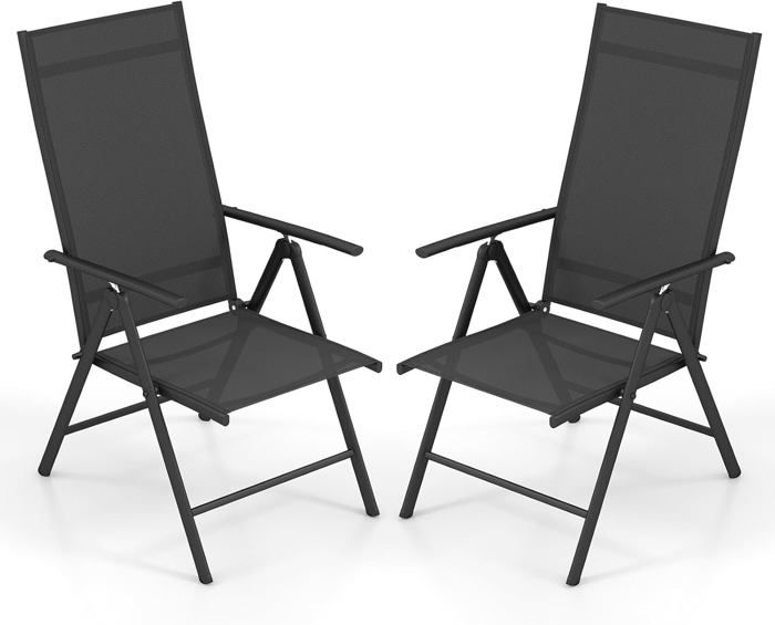 Chaises De Plage Pliables Lot De 2 | Chaise Pliante | Chaise De Camping Noir Tissu