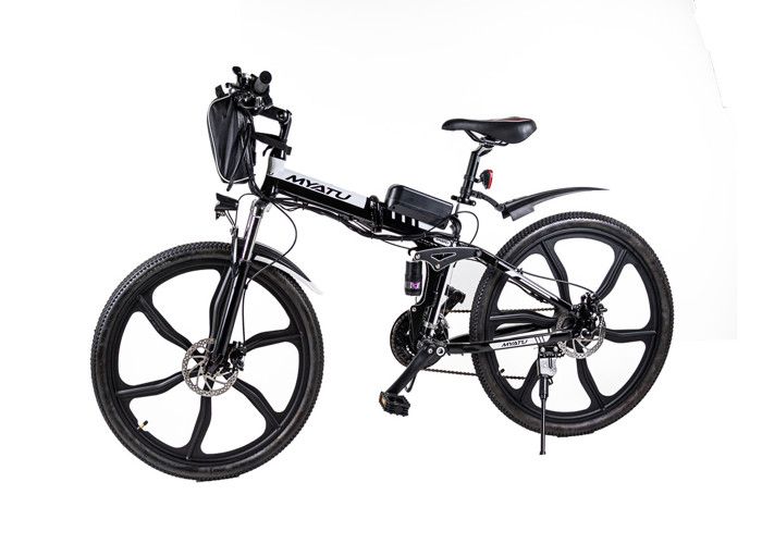 MYATU Vélo électrique 26” - 250W 36V/10.4Ah Batterie Amovible - Shimano 7 - Autonomie 60 km - VTT électrique avec Sacoche - Blanc