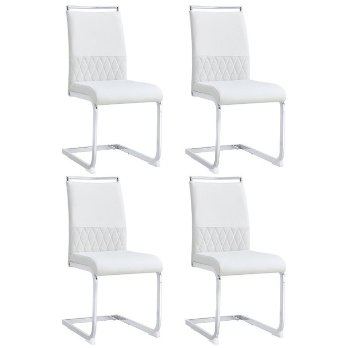 Lot De 4 Chaises De Salle À Manger Dossier Haut En Cuir Synthétique PU Et Lin Structure En Métal Chaises De Cuisine Modernes Lot De 4 Chaises De Salle À Manger Dossier Haut En Cuir Synthétique PU Et Lin Structure En Métal Chaises De Cuisine Modernes