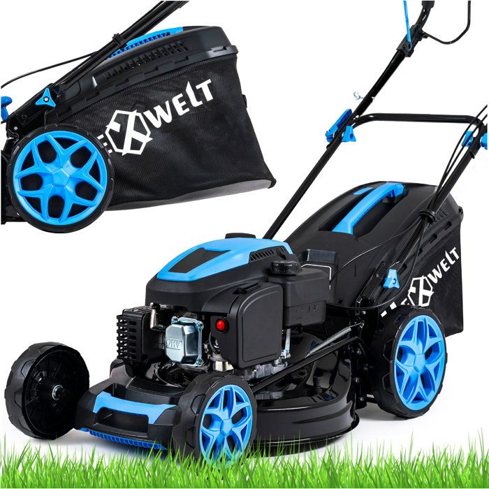 HEXWELT Tondeuse Thermique HW-KS-200 | 200cc | 5,1 CV | Lame 51 cm |Autotractée | Éjection bac 60 L et mulching | Hauteur réglable|