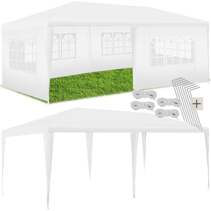 Tonnelle - TECTAKE - Pavillon NOVARA emboîtable en polyéthylène et en acier 600 x 300 x 250 cm - Blanc