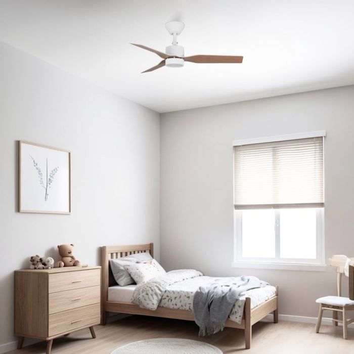 ORIGINAL MINI Ventilateur de plafond blanc/chêne avec lumière Ø90 cm - Ventyly