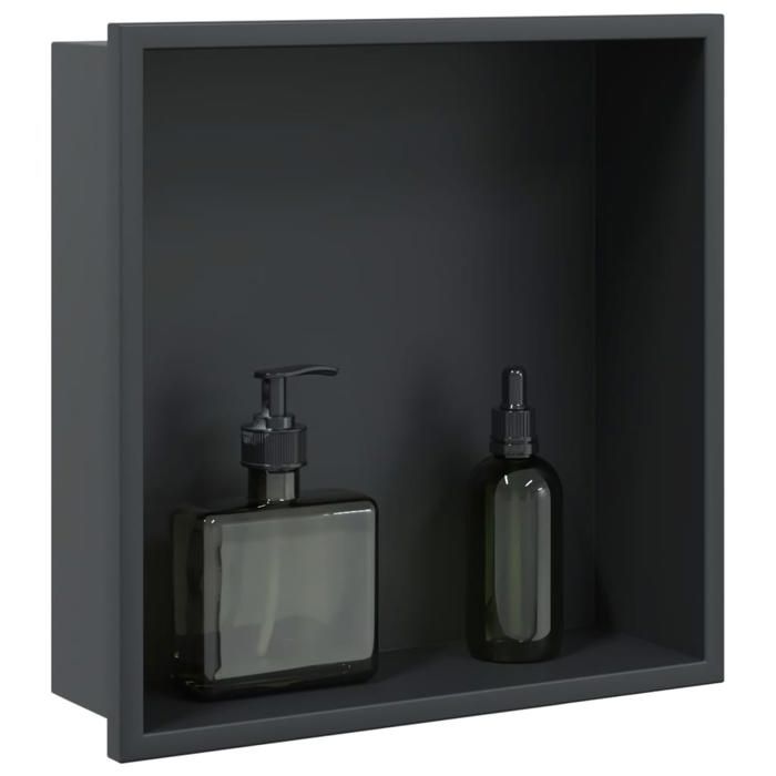 (ON SALE)Niche de Douche - Niche Salle de Bain noir mat 32x32x9 cm acier inoxydable EU112548