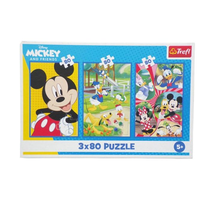 Puzzle - TREFL - Bande à Mickey - 3 x 80 pièces - Multicolore - Puzzle éducatif