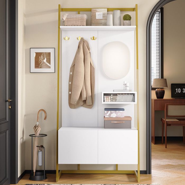Vestiaire moderne - Porte manteau - Miroir intégré - 2 portes - Design ...