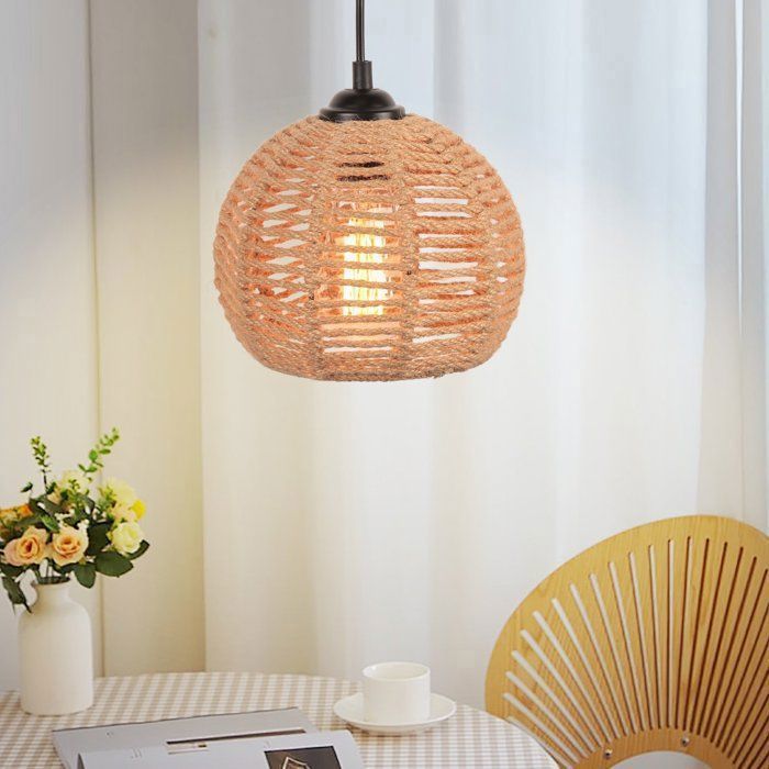 STOEX Lustre Suspension Industrielle Vintage Rétro Tressé en Corde de Chanvre Lampe Plafonnier Abat-jour pour Chambre Salon Cuisine