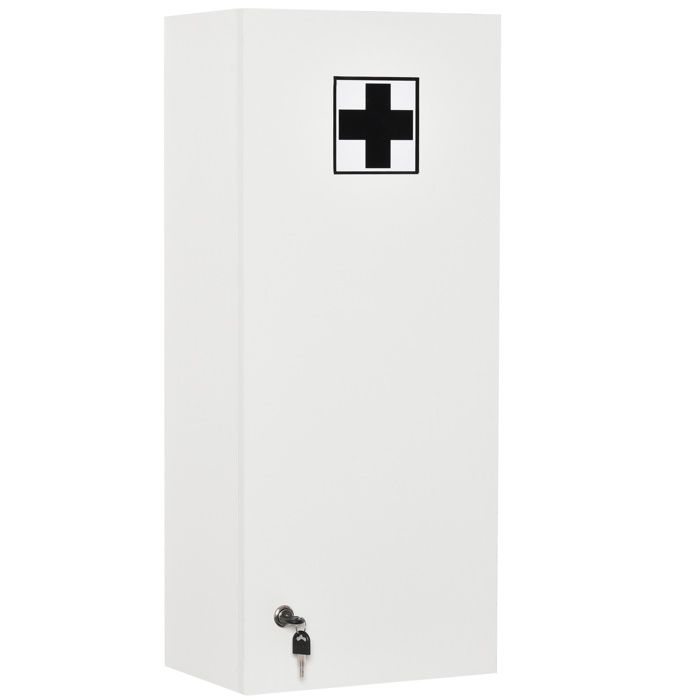 Kleankin armoire à pharmacie penderie verrouillable Croix de premiers soins réglable idéal pour la maison et le Bureau