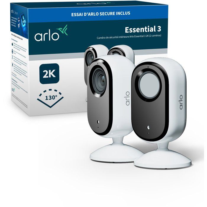 Arlo Essential Indoor 2K Caméra de surveillance réseau intérieur couleur Jour et 4 MP 2560 x 1440 audio sans fil Wi Fi pack de 3 - vue 4