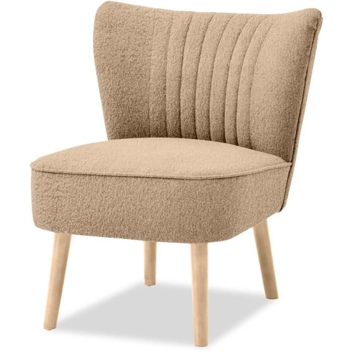 Fauteuil MARCEL Beige - assise Tissu pieds Metal Noir Fauteuil MARCEL Beige - assise Tissu pieds Metal Noir