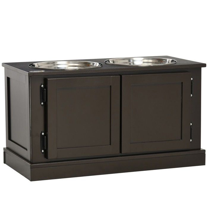 Meilleurs prix pour Support Gamelle Chien Grand Format-2 Bols Surélevés avec Rangement-Hygiène et Stabilité-Café 60x30x34cm-Repas Confortable