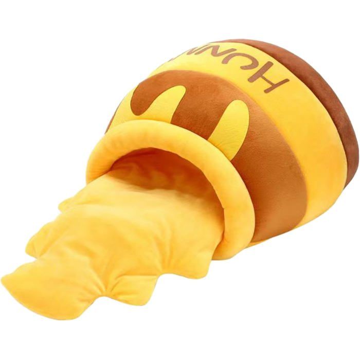 Lit pour chat en forme de pot de miel nid confortable fond antidérapant motif dessin animé lit pour chat avec coussin amovible