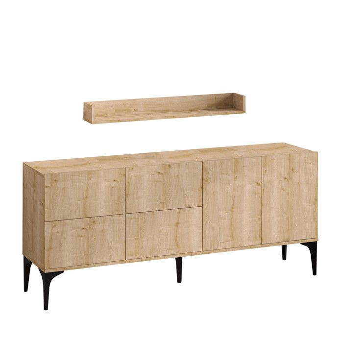 Buffet en bois Stella - 180 x 40 x 55 cm - Chêne Saphir Buffet en bois Stella - 180 x 40 x 55 cm - Chêne Saphir