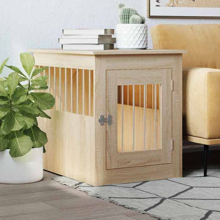 SALE 2026 niche pour chien polyvalente jouerr Brun - Meuble de cage pour chiens chêne sonoma 55x75x65cm PRO498157984