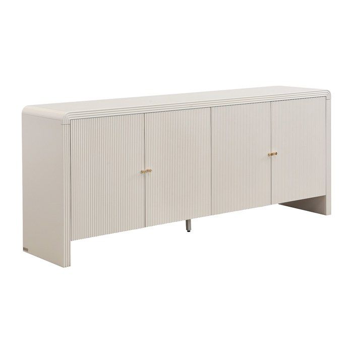 Buffet avec 4 portes en MDF - Beige et doré - MIRENALO