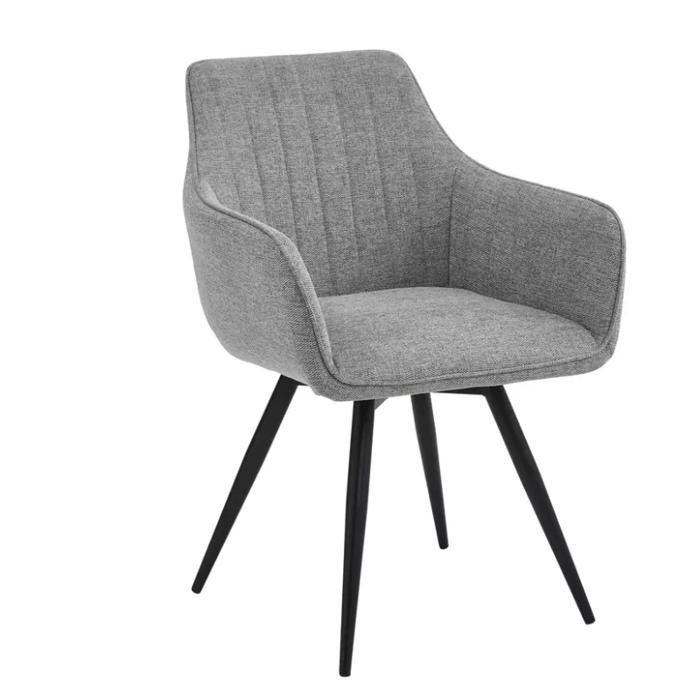 Chaise - Meubles&Design - Chaise pivotante en tissu beige clair structure noir mat rotation 180° LOUP Chaise - Meubles&Design - Chaise pivotante en tissu beige clair structure noir mat rotation 180° LOUP