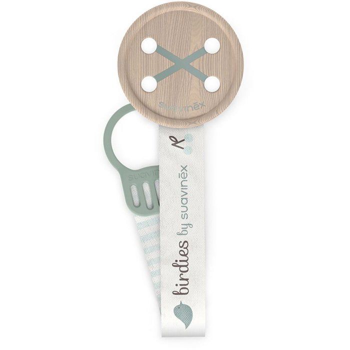 Suavinex Attache-sucette avec ruban - Birdies - Dès la naissance - Vert + Porte-sucette Birdies Beige pour garçon - vue 2