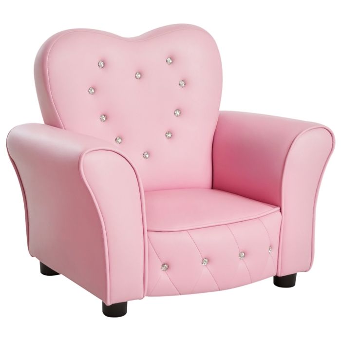 Fauteuil pour enfants - 59x41 5x49 cm - Rose - Pieds en bois massif - Revêtement en PVC - Confortable