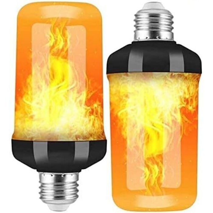 Ampoules LED E27 effet flamme lot de 2 avec capteur de gravité lumières clignotantes pour Halloween intérieur/extérieur/bar/fête