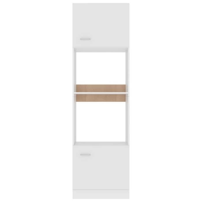Elégant Placard suisine Blanc - Meuble micro-ondes Lyon Blanc 60x57x207cm - bois dingénierie PRO3487955251362