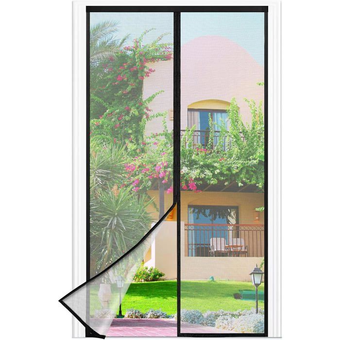 Moustiquaire magnétique - DEKOPRO - 110x200 cm - Maille fine noire - Fermeture automatique magnétique
