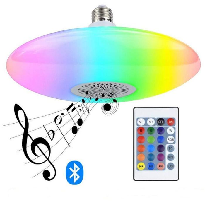 LED Lampe Ampoule Sans Fil Musique Lampe Ampoule 30W RGB Dimmable avec Télécommande Changement de Couleur et Bluetooth Haut-parleur