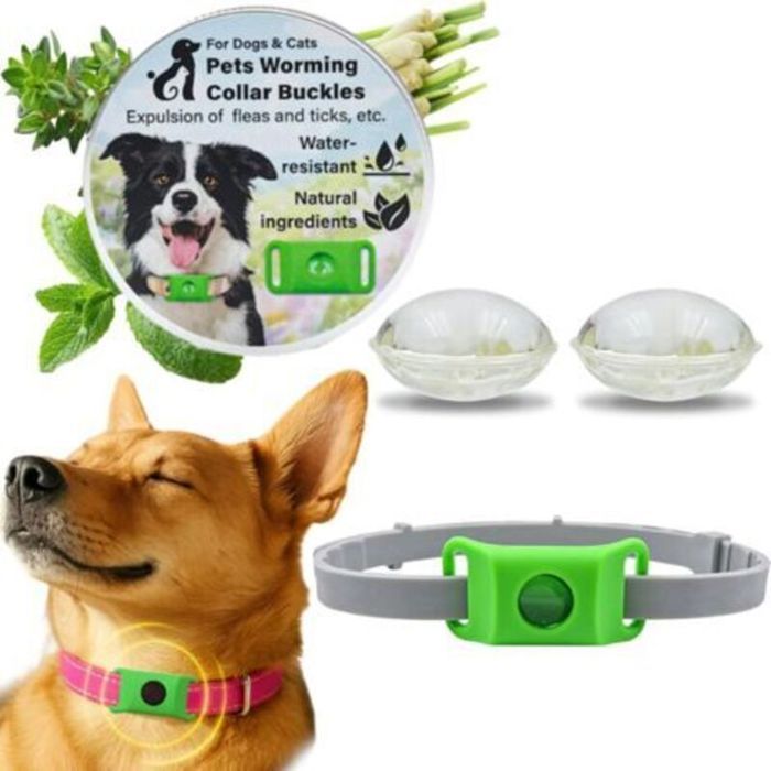 Aquality Pets Collier Anti Puce et Tique Chien Naturel Pendentif Répulsif aux Huiles Essentielles avec 2 Capsules