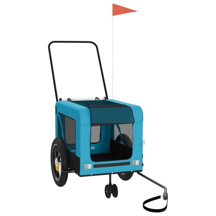 Remorque de vélo pour animaux de compagnie pratique - vidaXL - tissu - noir et bleu et noir 537azu36c