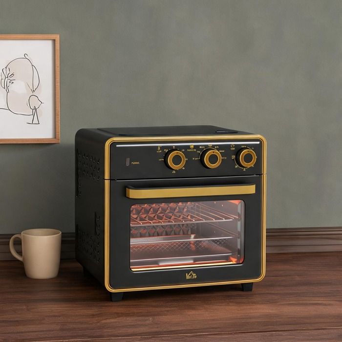 Mini-four électrique 20L 1400W acier plage 90-230°C et minuteur 60 min jet black