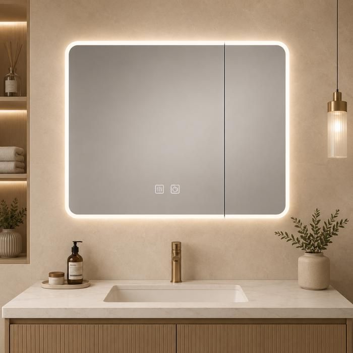 Armoire miroir LED salle de bain blanche - 80 cm - ALEN Armoire miroir LED salle de bain blanche - 80 cm - ALEN