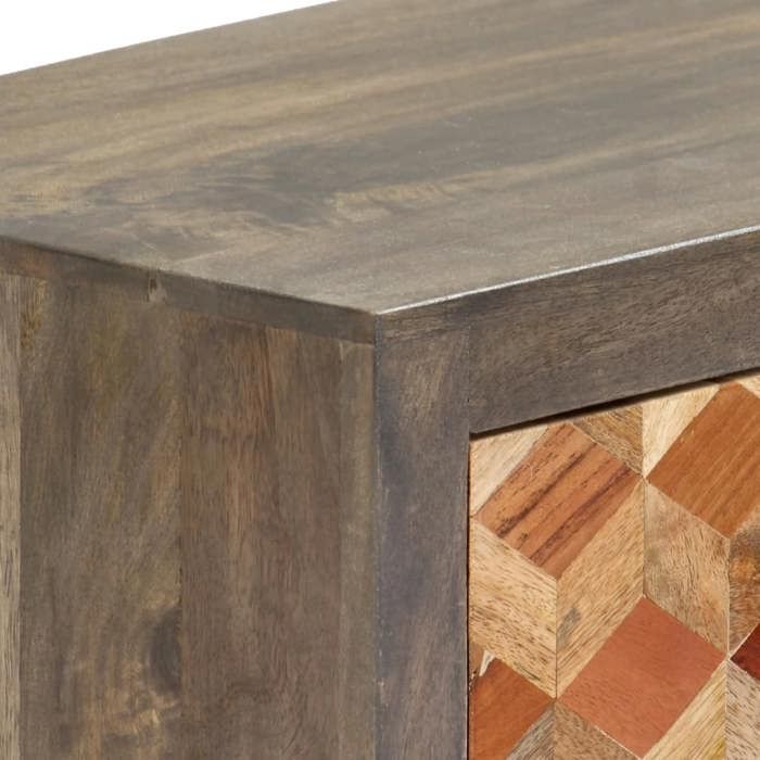 Meuble TV Gris 120 x 30 x 40 cm Bois massif de manguier_2 ans garantie_46396