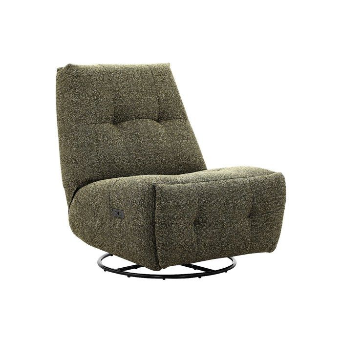 Fauteuil relax pivotant à bascule en tissu chenille vert COSADO