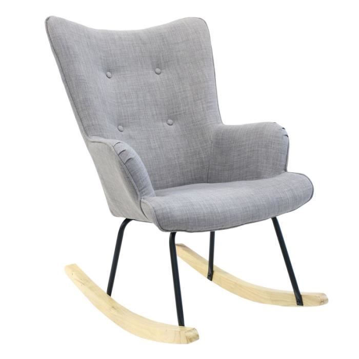 fauteuil à bascule - ac-déco - helsinki - tissu - gris - relaxation