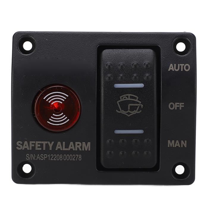 Panneau Interrupteur Pompe De Cale Automatique 12V 24V Étanche Avec Sirène 85dB - Alarme Eau