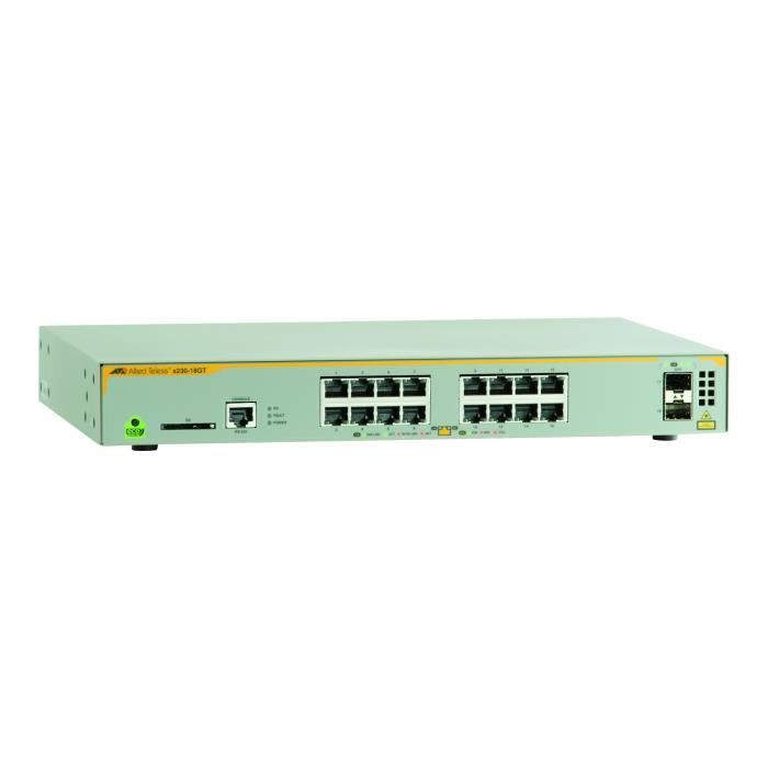 Allied Telesis AT x230-18GT Commutateur C2+ Géré 16 x 10-100-1000 + 2 x SFP Ordinateur de bureau, Montable sur rack, fixation…