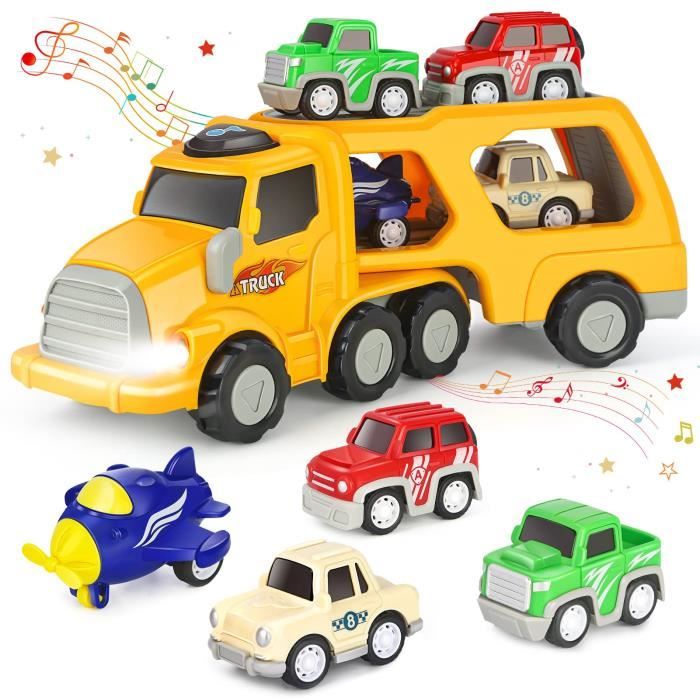 Jouet de Camion pour Enfant, 5 en 1 Camion Jouet avec Sons et Lumières  Cadeau de Noël Voiture Jouet pour 2 3 4 Ans Garcon Filles Enfants