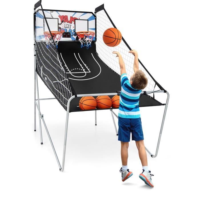 GYMAX Jeu de Basketball Arcade Pliable, 202x107x205CM, avec 4 Basket-Ball,  2 Panier et Compteur Electronique, Style Moderne - Cdiscount Sport