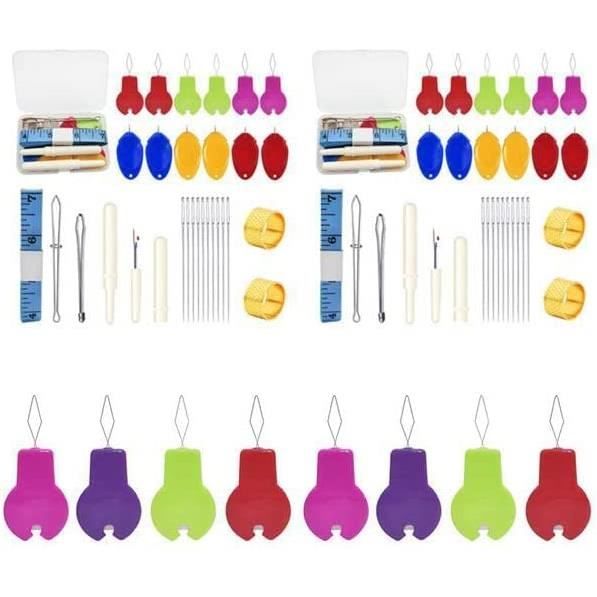 Raxfekro 10 Enfile-Aiguilles Automatiques + 2 Règles Souples - Kit Couture Et Broderie