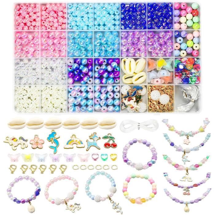 Perles pour Bracelet,600pcs Perles Enfant Kit Bracelet Perle