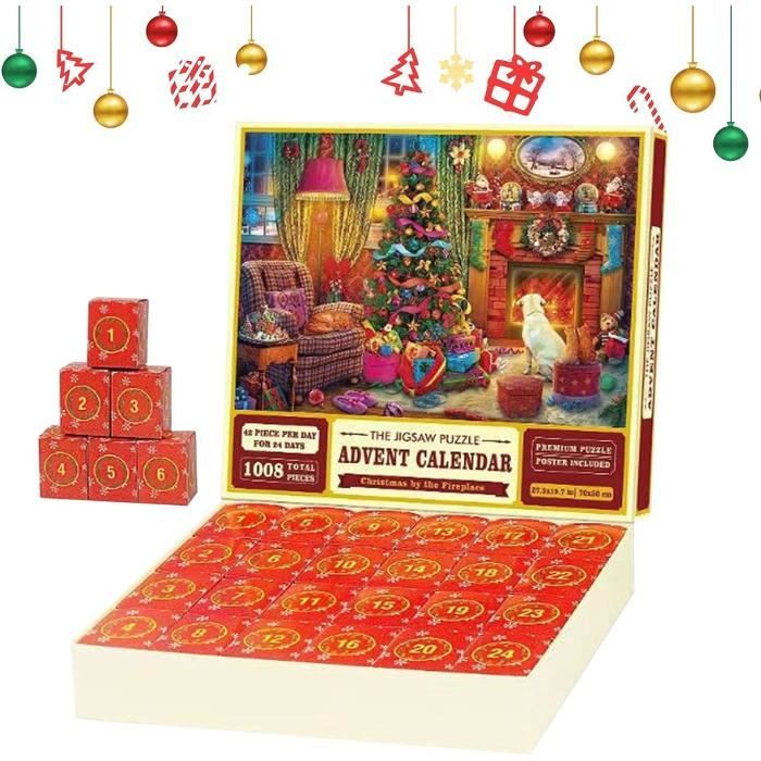 L'Avent 2023 Puzzles Noël-Puzzles 1000 pièces pour adultes et enfant  -Calendriers l'Avent Puzzle Compte à rebours Noël 24 jours. - Cdiscount  Maison