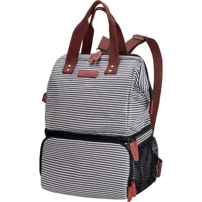 Sac À Dos Isotherme, 20L Sac Isotherme Repas Sac À Dos Glacière Double  Couches, Cooler Bag Sac À Déjeuner Avec Doublure En Is[u675]