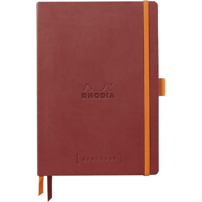 RHODIA 194450C - Carnet Rigide Bullet Journal Goalbook Creation Coquelicot - A5 15,5x21x2 cm - Pointillés Dot - 160 pages Papier Clairefontaine Maya Noir Lisse 120 g/m - Couverture Simili Cuir