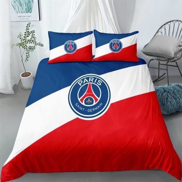 Housse De Couette 3D Football Mbappé - Parure De Lit 2 Pièces Microfibre, Fermeture Éclair, Taille Simple 140x200 Cm Avec Taies