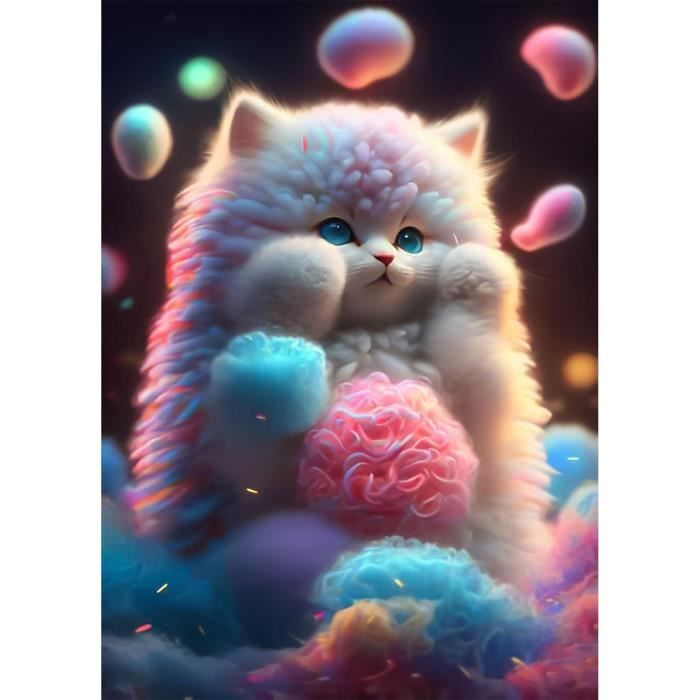 ZephyrHome Peinture Diamant 5D Chat Kit Complet Pour Adultes Et