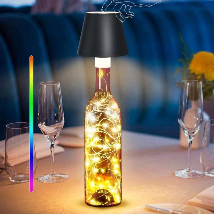 Lampe De Bouteille Rechargeable LED - Forme Champignon - 3 Couleurs Et Intensité Réglables - Pour Ambiance Bar, Maison, Fête - 2000 MAh