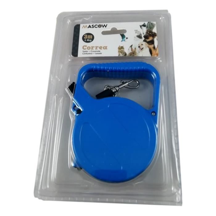 Laisse Extensible Rétractable 3 M Mètres avec Enrouleur pour Chien Chat Animal # Couleur: Bleu