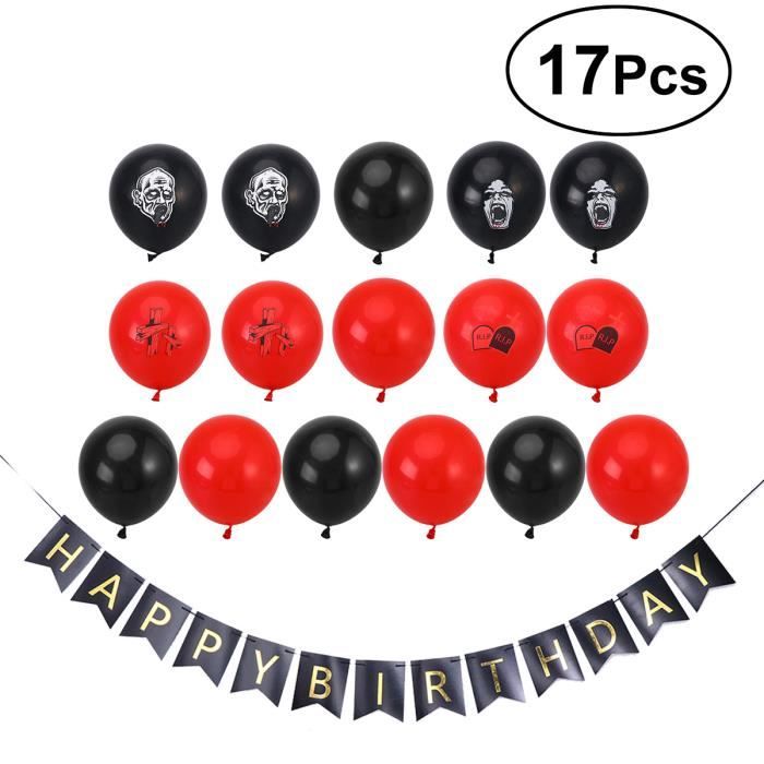 Halloween Zombie Party Decoration Set Ballons Noirs 8pcs Ballons Rouges 8pcs Joyeux Anniversaire Tirer Des Fleurs 1pcs Modele Cdiscount Maison