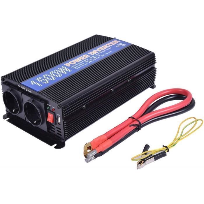 Convertisseur 12V DC Onduleur 1500W vers AC220240V Adaptateur Portable Chargeurs 5V(MAX 500MA