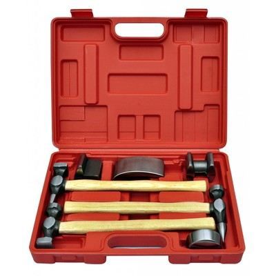 Set Marteaux Et Tas De Carrossier TOOLATELIER - 3 Marteaux + 4 Tas - Coffret Rangement - Pour Décabossage Tôlerie
