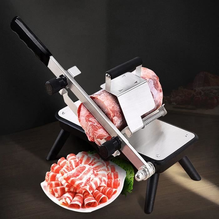 Trancheuse Manuelle Viande Congelée - Épaisseur Réglable 0.1mm+ - Couteaux Incurvés Pour Agneau, Bœuf, Porc, Poisson, Légumes